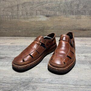 Josef Seibel Brown Leather Fisherman Sandals Men's Size EU 46